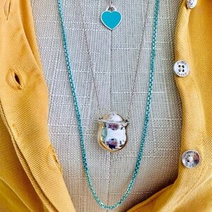 Retired Tiffany & Co. Blue Enamel and Silver Sparkler Necklace Chain 30 inch